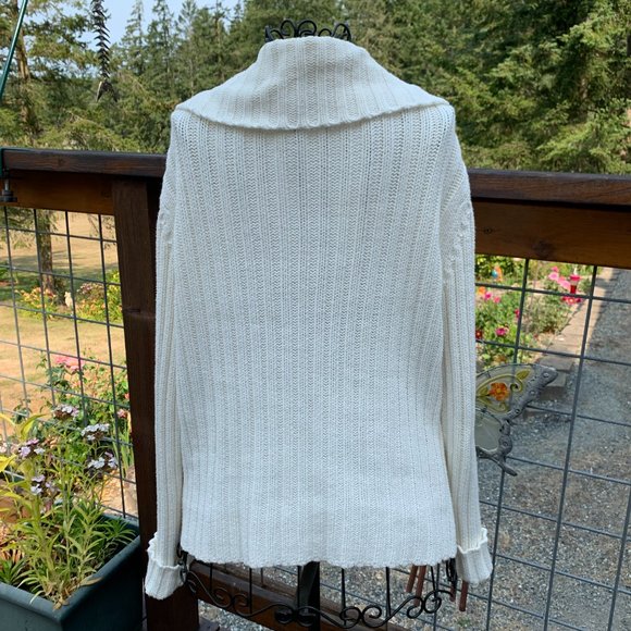 Caslon Women's Large Cream Cableknit Double Zipper with High Collar - Picture 5 of 13